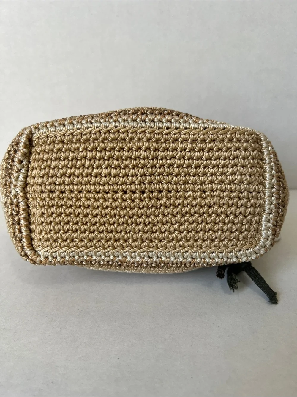 The Sak Beige and Cream Crocheted Cosmetic Pouch with Charm